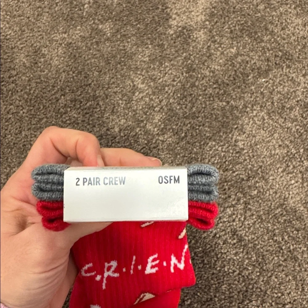 Friends TV show American Red Cross crew socks 2 pairs one size NWT